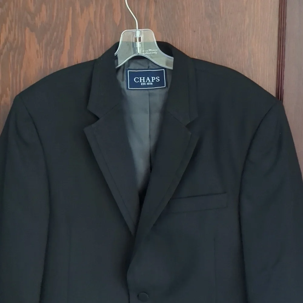Chaps Est. 1978 Black Formal Suit Two Button Wool Jacket Size Men's 39R
